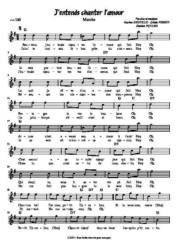 télécharger la partition d'accordéon J'entends chanter l'amour (Marche) au format PDF