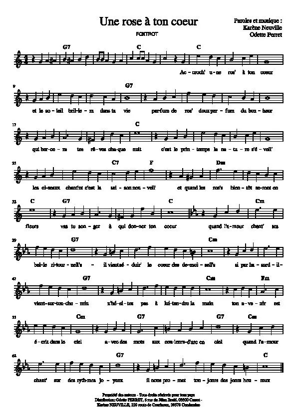 télécharger la partition d'accordéon Une rose à ton coeur (Fox Trot) au format PDF