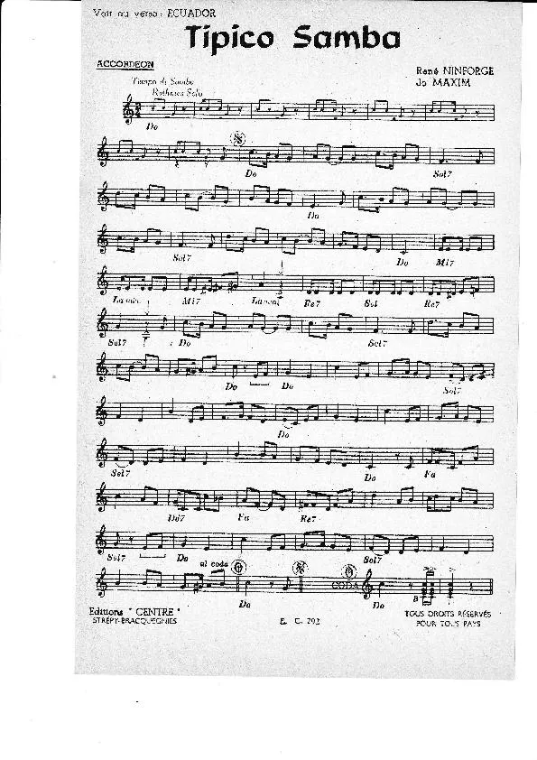 télécharger la partition d'accordéon Tipico Samba (Orchestration) au format PDF