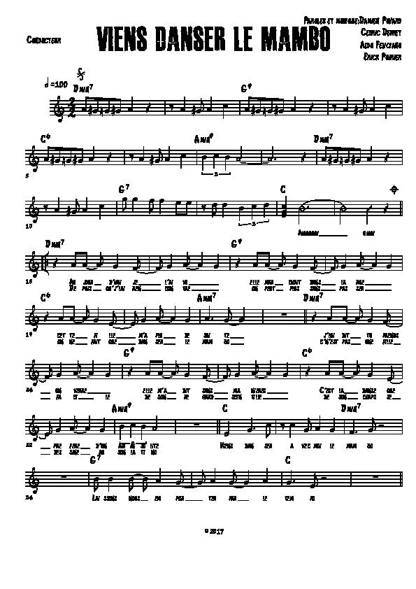 télécharger la partition d'accordéon Viens danser le mambo au format PDF
