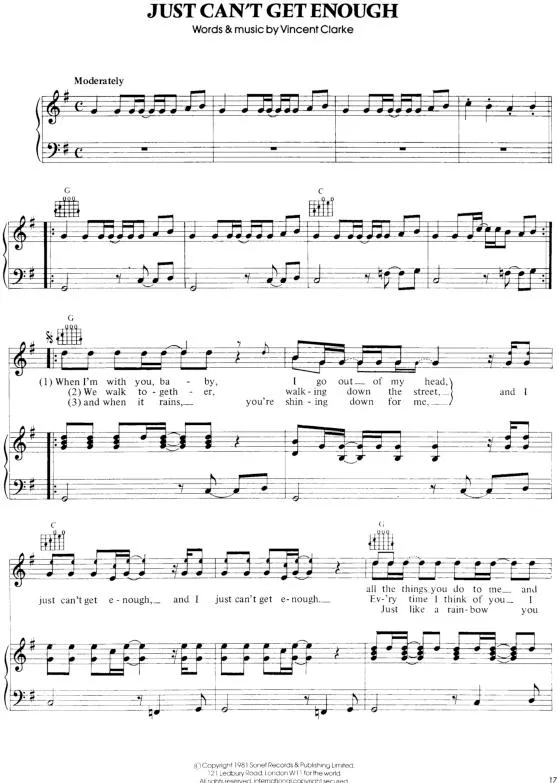 télécharger la partition d'accordéon Just can't get enough (Interprètes : Dépêche Mode) (Disco Rock) au format PDF