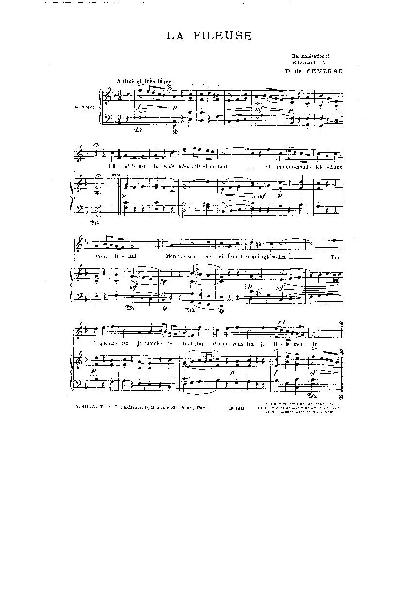 télécharger la partition d'accordéon La fileuse (Chant : Yvette Guilbert) (Valse) au format PDF