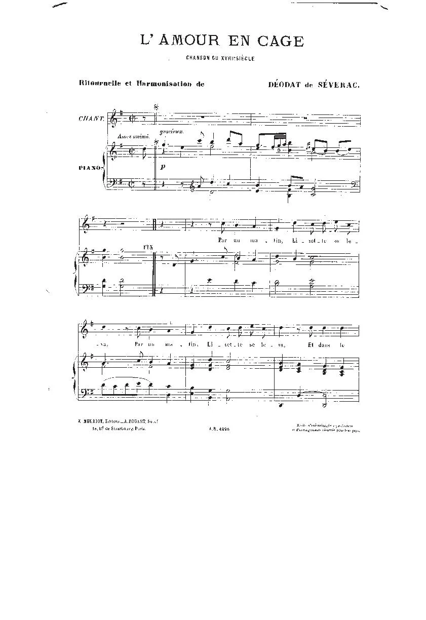 télécharger la partition d'accordéon L'amour en cage (Chant : Yvette Guilbert) (Folk) au format PDF