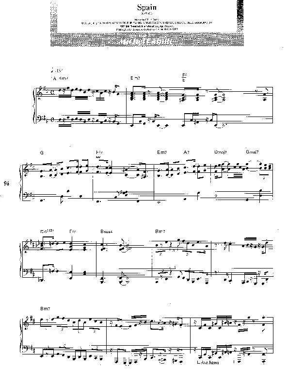 télécharger la partition d'accordéon Michel Camilo : Spain (Piano Solo) au format PDF