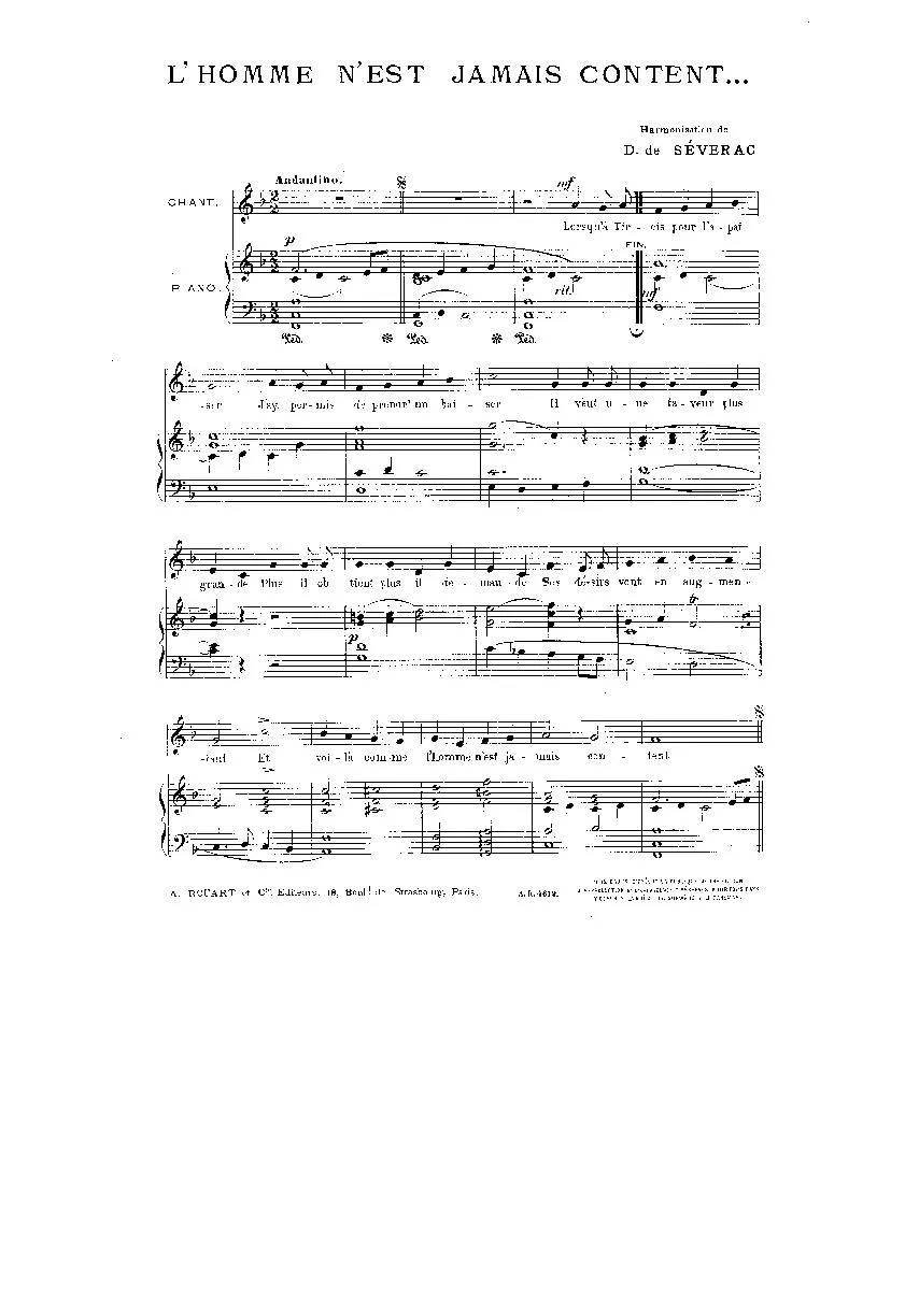 télécharger la partition d'accordéon L'Homme n'est jamais content (Chant : Yvette Guilbert) (Folk) au format PDF