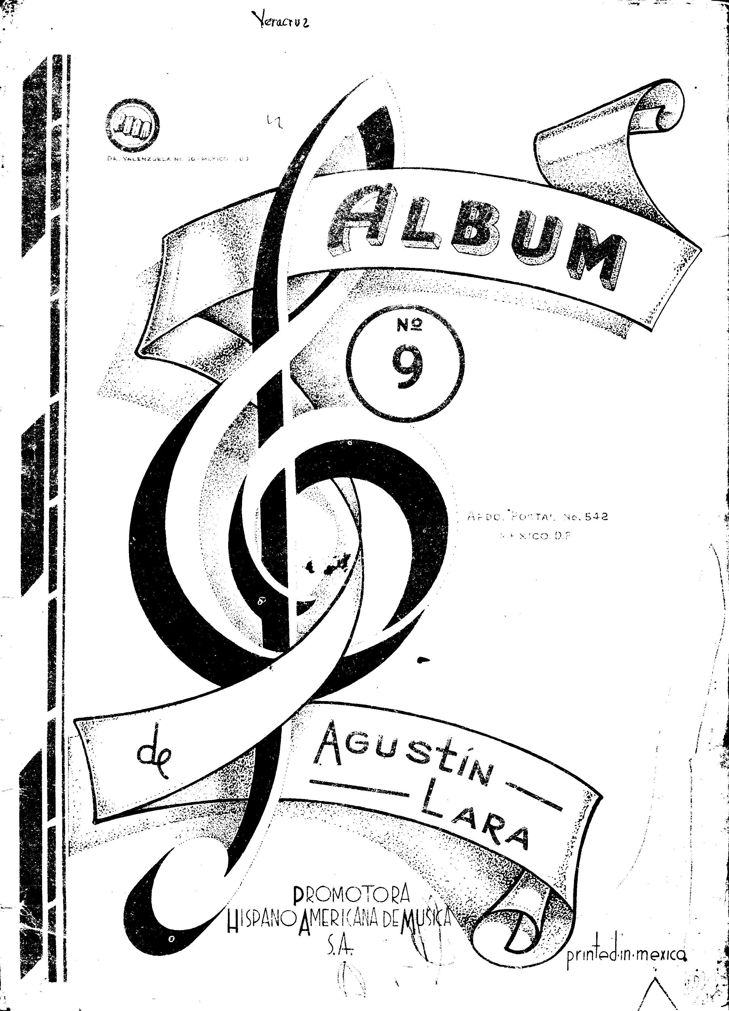 télécharger la partition d'accordéon Agustin Lara : Album n°9 (16 Titres) au format PDF