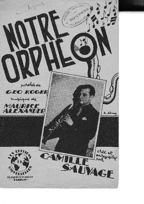 télécharger la partition d'accordéon Notre orphéon (Créé par : Camille Sauvage) (One Step / Marche) au format PDF