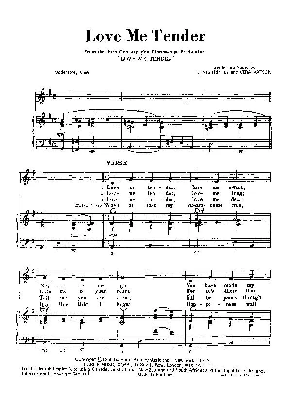 télécharger la partition d'accordéon Love me tender (Slow) au format PDF
