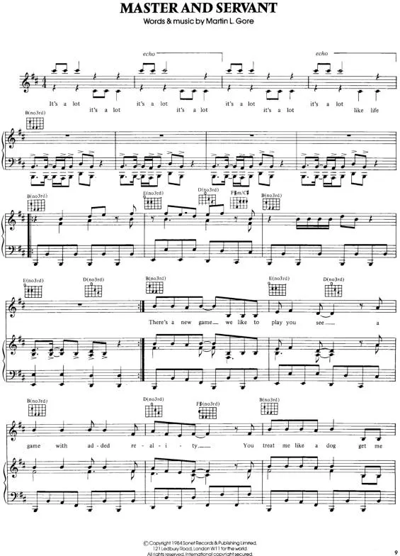 télécharger la partition d'accordéon Master and servant (Interprètes : Dépêche Mode) (Disco Rock) au format PDF