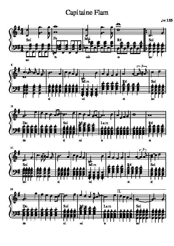 télécharger la partition d'accordéon Capitaine Flam (Chant : Richard Simon) au format PDF