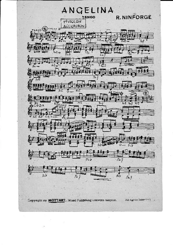 télécharger la partition d'accordéon Angélina (Tango) au format PDF