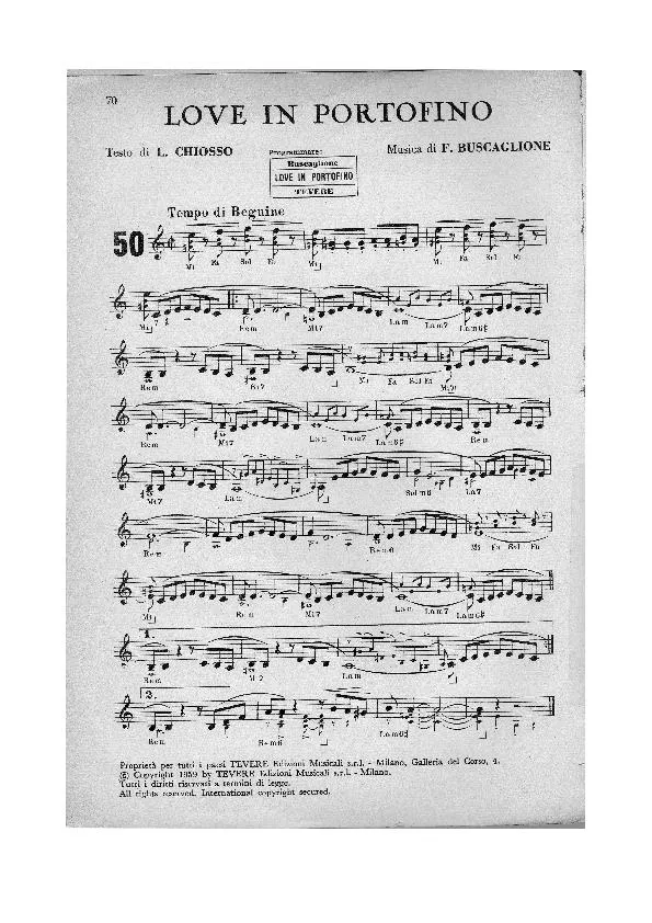télécharger la partition d'accordéon Love In Portofino (Beguine) au format PDF