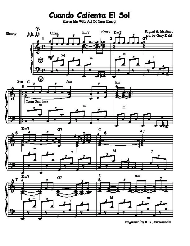 télécharger la partition d'accordéon Quand le soleil était là (Cuando calienta el sol) (Love Me With All Of Your Heart) (Arrangement : Gary Dahl) au format PDF