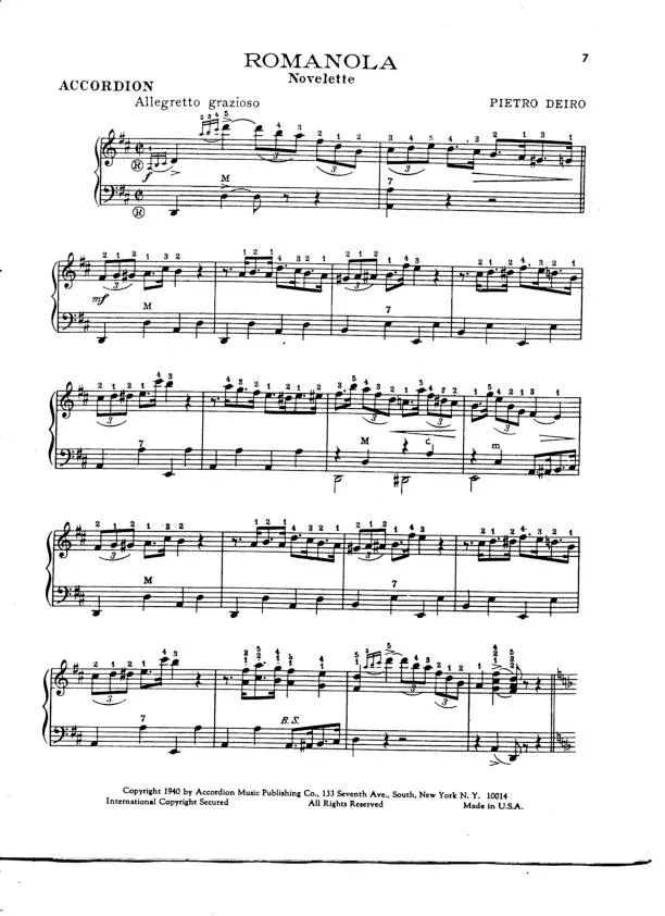 télécharger la partition d'accordéon Romanola (Novelette) au format PDF