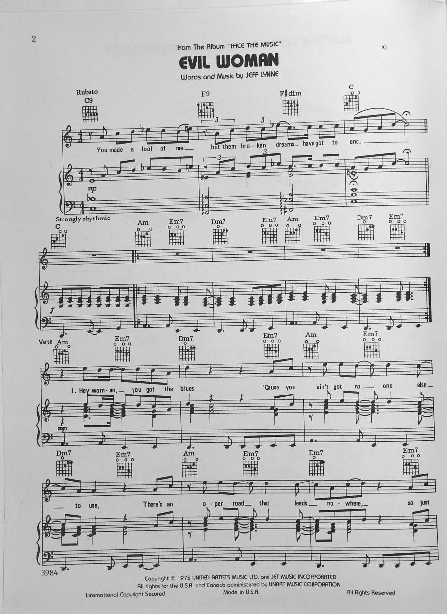 télécharger la partition d'accordéon Evil woman (Interprètes : Electric Light Orchestra) (Swing Madison) au format PDF