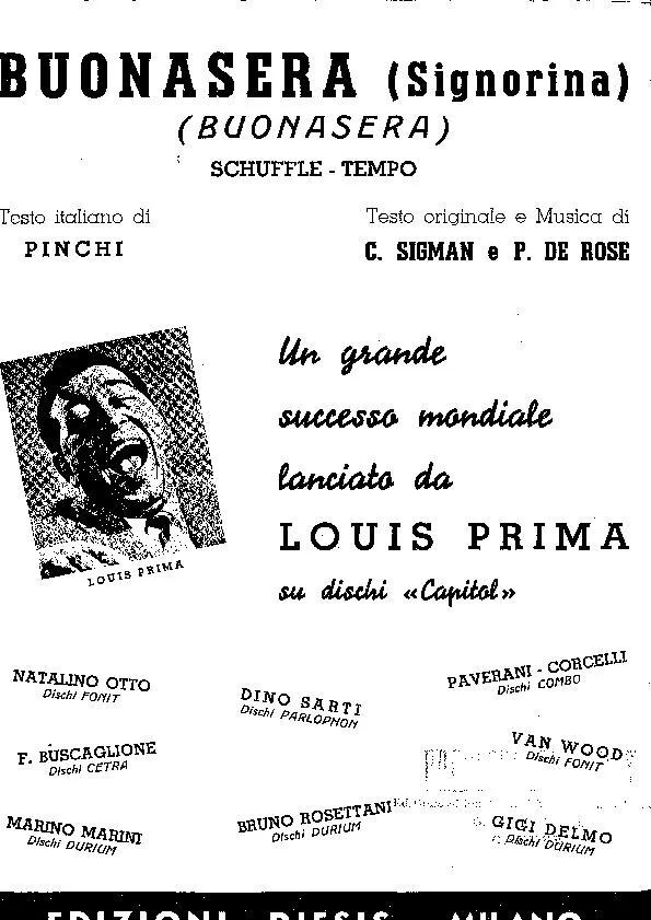 télécharger la partition d'accordéon Buonasera / Signorina (Chant : Louis Prima / Adriano Celentano) (Schuffle Tempo) au format PDF