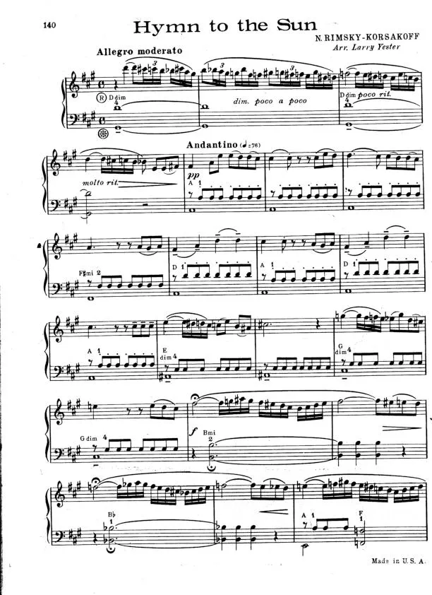 télécharger la partition d'accordéon Hymn to the sun (Arrangement : Larry Yester) au format PDF