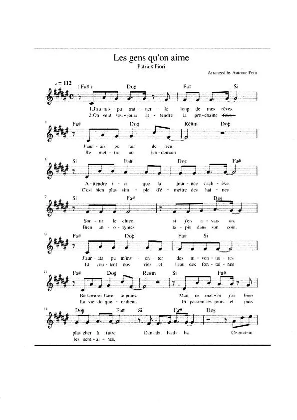 télécharger la partition d'accordéon Les gens qu'on aime (Chant : Patrick Fiori) (Arrangement : Antoine Petit) au format PDF