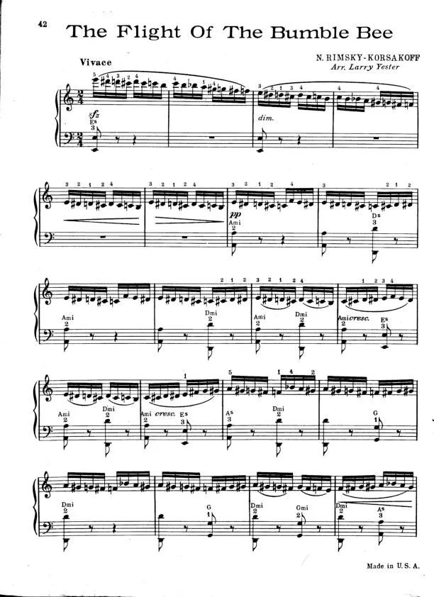 télécharger la partition d'accordéon Flight of the bumble bee (Le vol du bourdon) (Arrangement : Larry Yester) au format PDF
