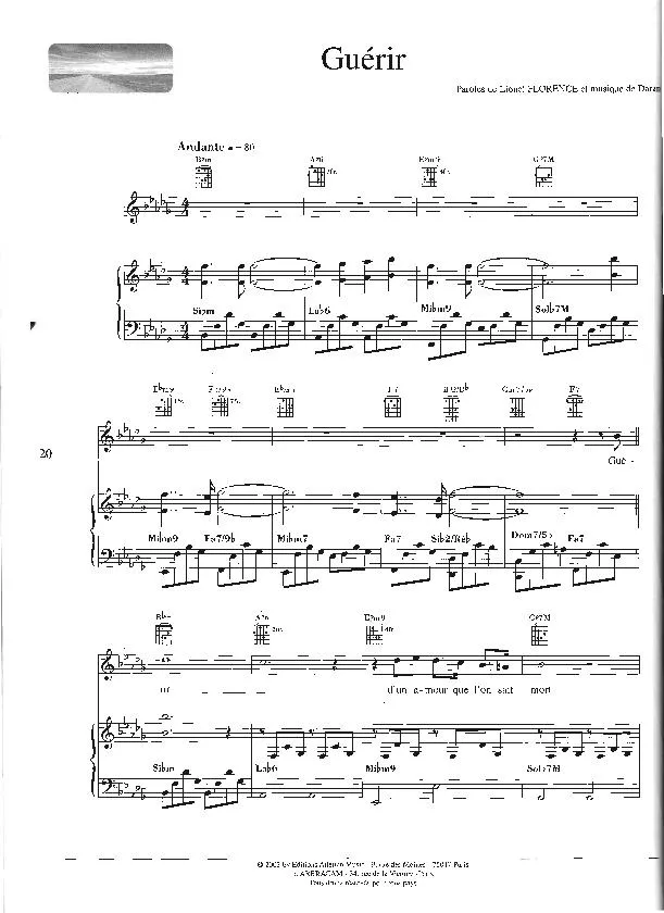 télécharger la partition d'accordéon Guérir (Chant : Florent Pagny) (Slow) au format PDF