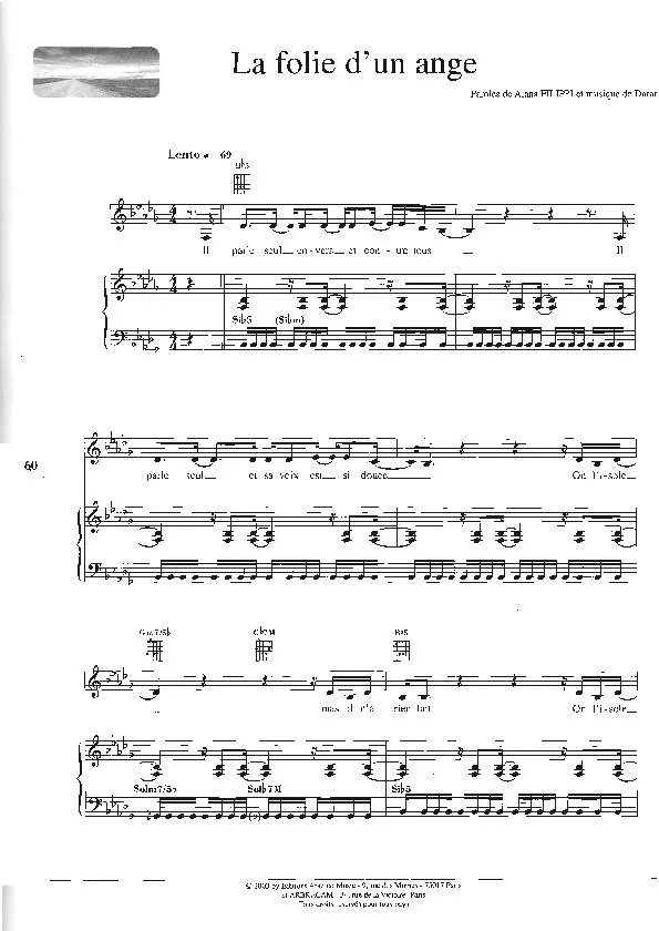 télécharger la partition d'accordéon La folie d'un ange (Chant : Florent Pagny) (Slow) au format PDF