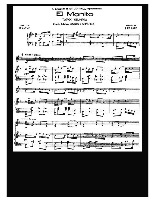 télécharger la partition d'accordéon El Monito (Canción de la Snu Rosario R Chinchilla) (Tango Milonga) au format PDF