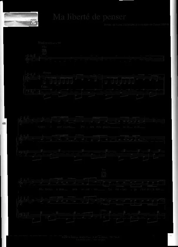 télécharger la partition d'accordéon Ma liberté de penser (Chant : Florent Pagny) (Quickstep) au format PDF