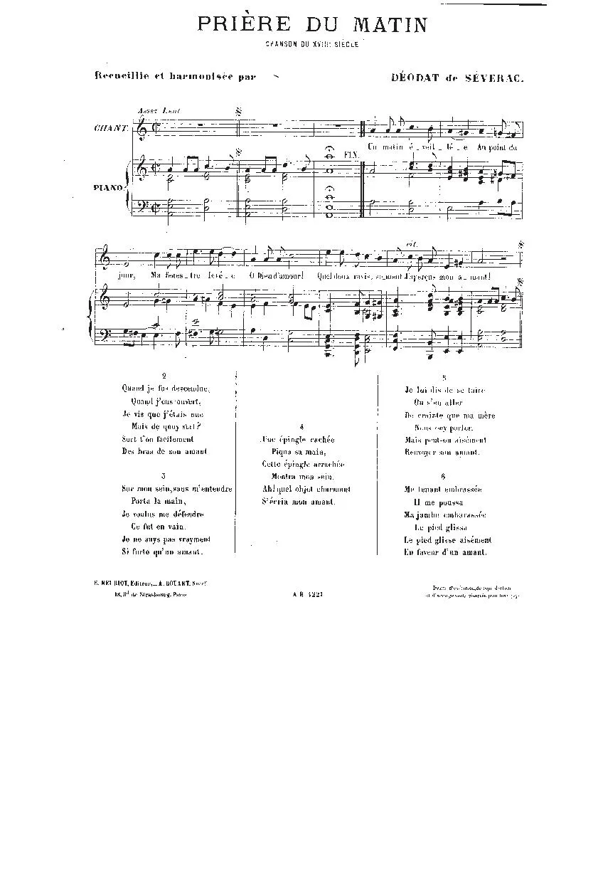 télécharger la partition d'accordéon Prière du matin (Chant : Yvette Guilbert) (Folk) au format PDF
