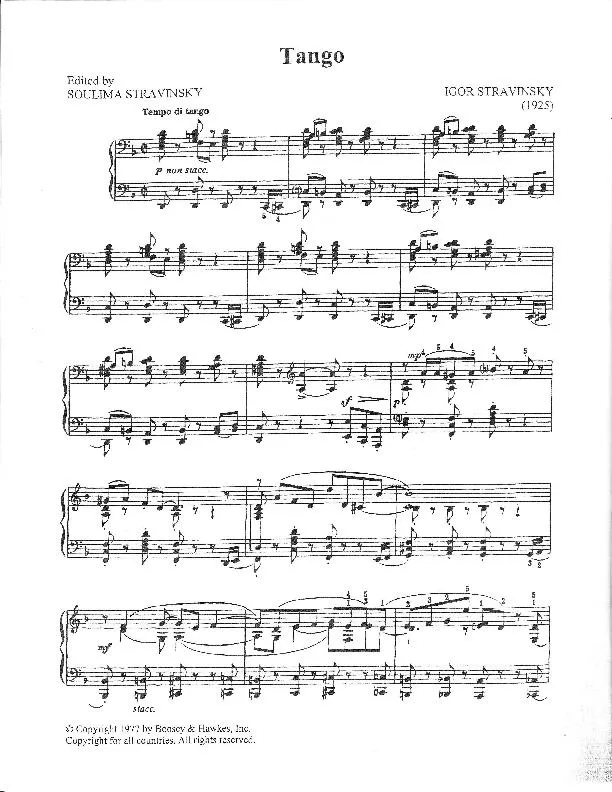 télécharger la partition d'accordéon Tango (Arrangement : Soulima Stravinsky) (Piano)  au format PDF