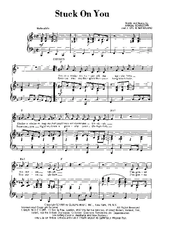 télécharger la partition d'accordéon Stuck on you (Chant : Elvis Presley) (Rock and Roll) au format PDF