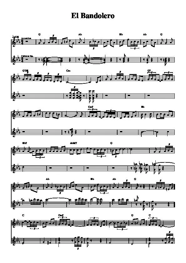 télécharger la partition d'accordéon El Bandolero (Paso Doble) (Relevé) au format PDF