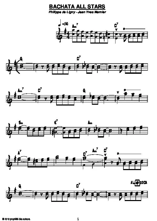 télécharger la partition d'accordéon Bachata all stars au format PDF