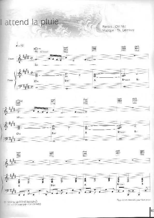 télécharger la partition d'accordéon Il attend la pluie (Chant : Hélène Ségara) (Slow) au format PDF