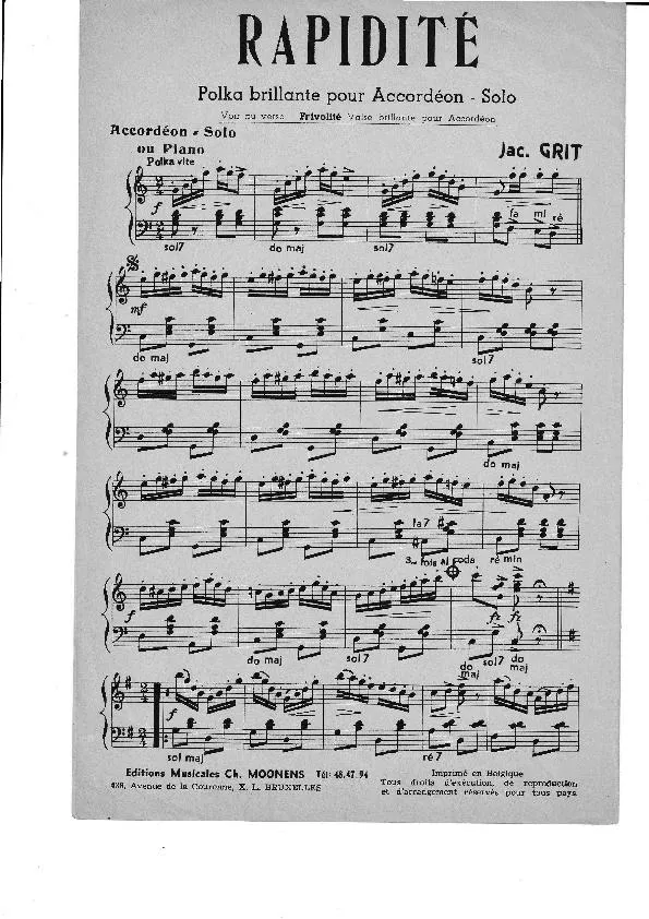télécharger la partition d'accordéon Rapidité (Polka brillante pour accordéon) au format PDF