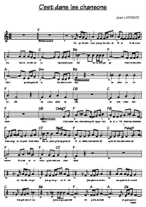 télécharger la partition d'accordéon C'est dans les chansons (Relevé) au format PDF