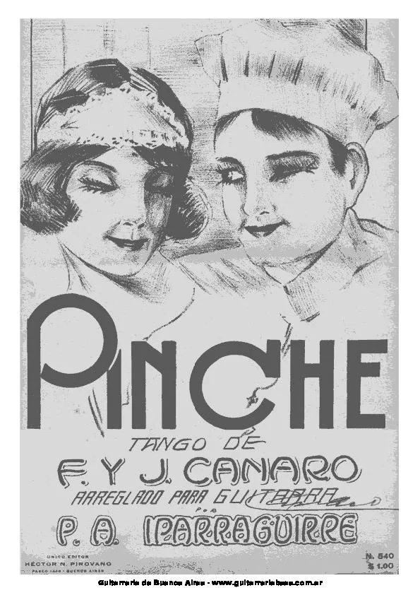 télécharger la partition d'accordéon El Pinche (Arrangement : Pedro Antonio Iparraguirre) (Tango) (Guitare) au format PDF