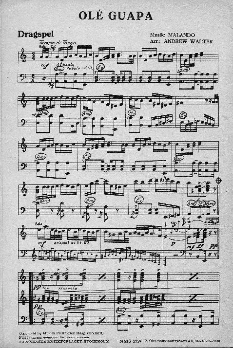 télécharger la partition d'accordéon Olé Guapa (Arrangement : Andrew Walter) (Tango) au format PDF