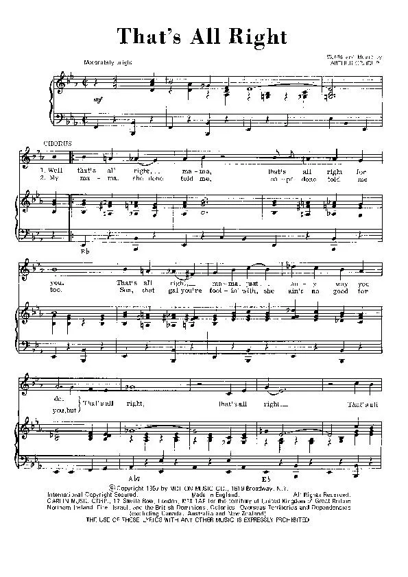 télécharger la partition d'accordéon That's all right (Chant : Elvis Presley) (Rock and Roll) au format PDF