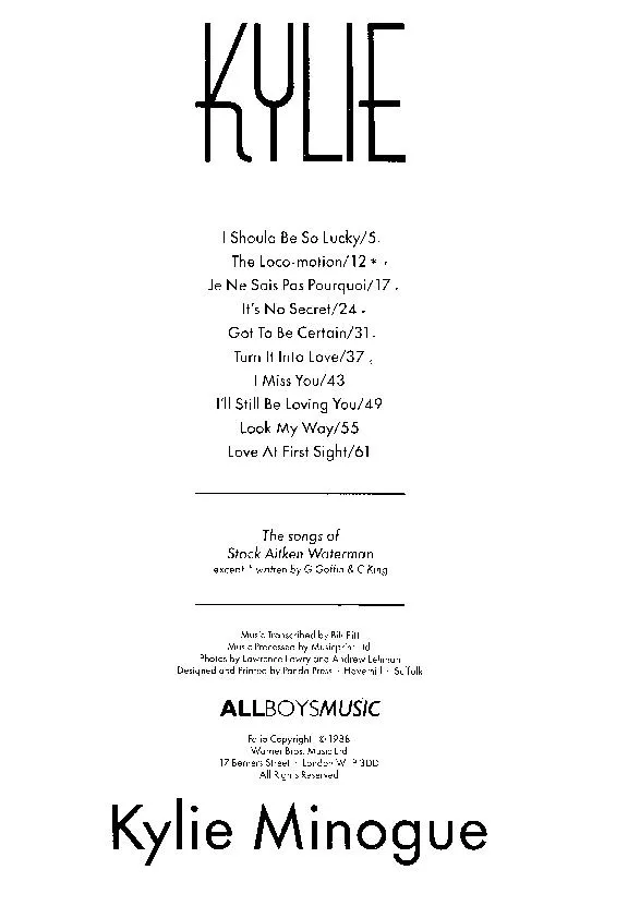 télécharger la partition d'accordéon Kylie : Kylie Minogue (10 Titres) au format PDF