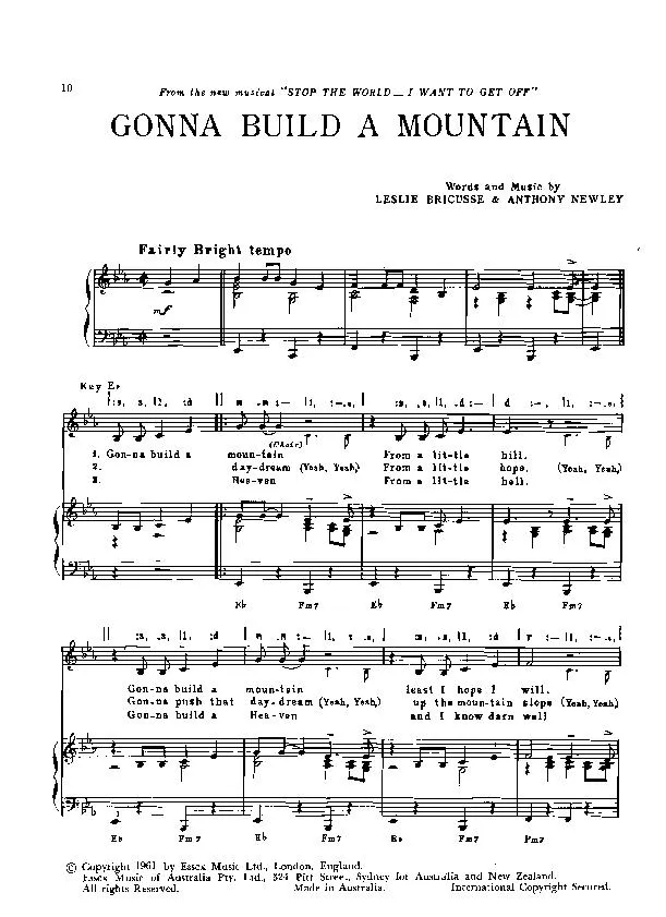 télécharger la partition d'accordéon Gonna Build A Mountain (From the new musical Stop The World I Want To Off) au format PDF