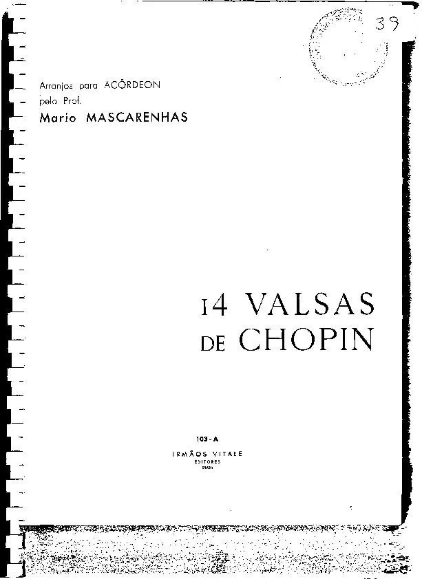 télécharger la partition d'accordéon 14 Valsas de Chopin (Arrangement pour Accordéon de Mario Mascarenhas) au format PDF