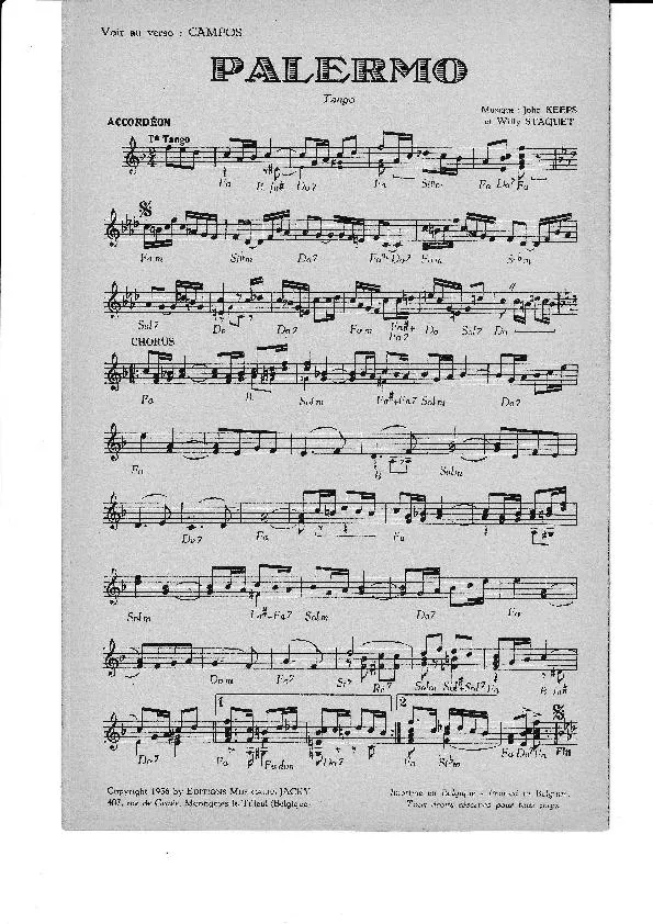 télécharger la partition d'accordéon Palermo (Tango) au format PDF