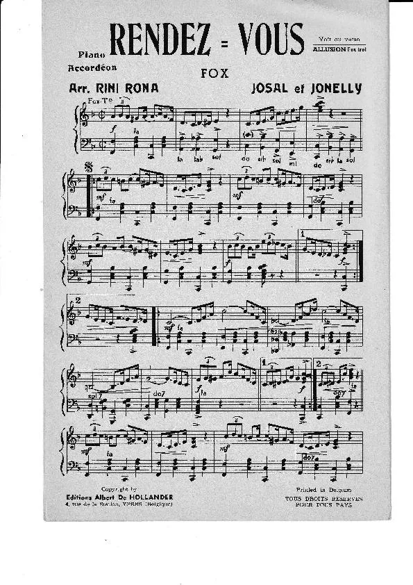 télécharger la partition d'accordéon Rendez-Vous (Arrangement : Rini Rona) (Fox Trot) au format PDF