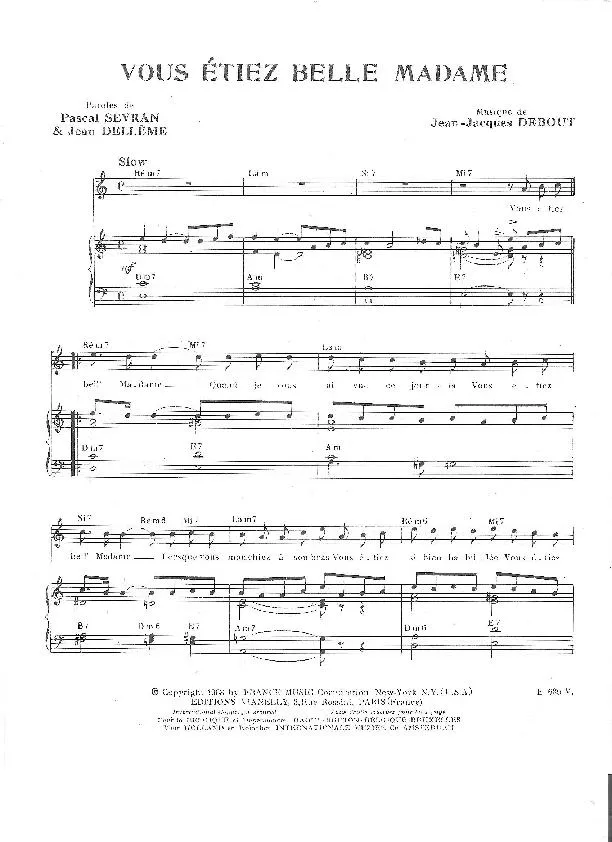 télécharger la partition d'accordéon Vous étiez belle Madame (Chant : Georgette Lemaire) au format PDF