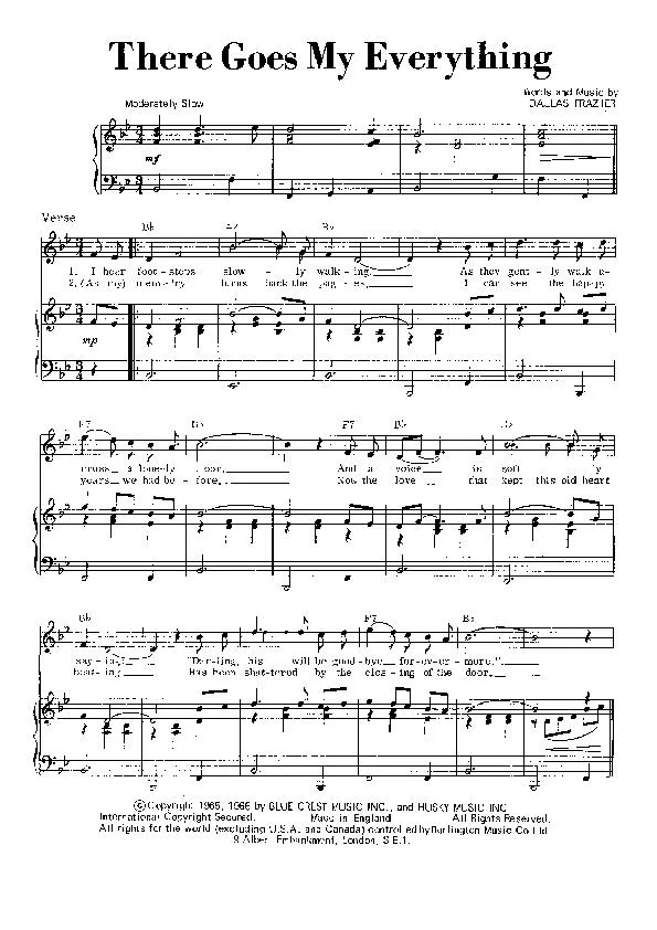télécharger la partition d'accordéon There goes my everything (Chant : Elvis Presley) (Valse Lente) au format PDF