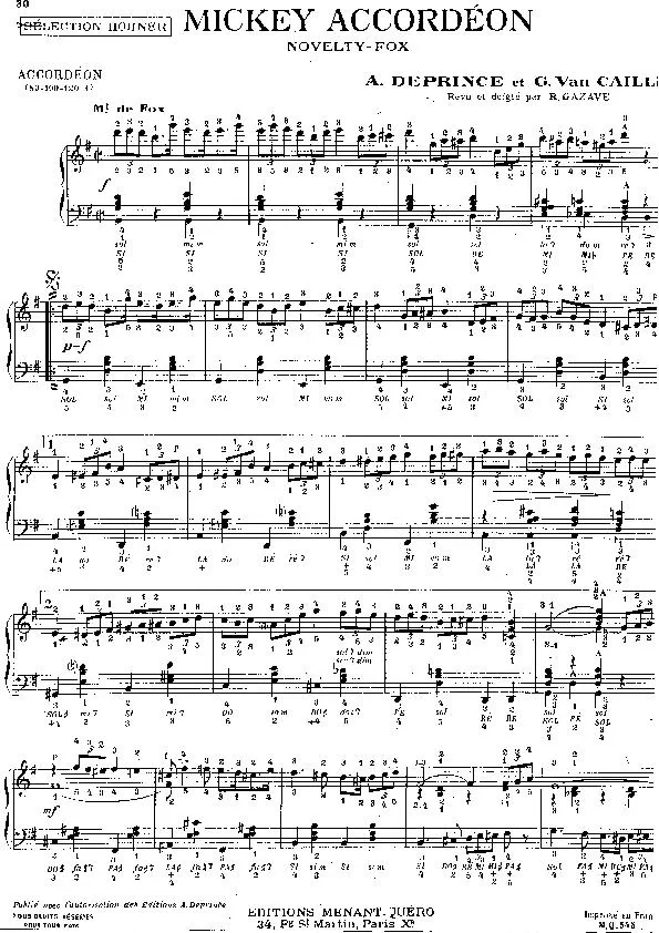 télécharger la partition d'accordéon Mickey Accordéon (Revu par : Raymond Gazave) (Novelty Fox) au format PDF
