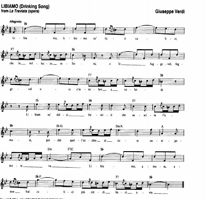 télécharger la partition d'accordéon Libiamo (Drinking Song) (From : La Traviata) (Opéra) au format PDF