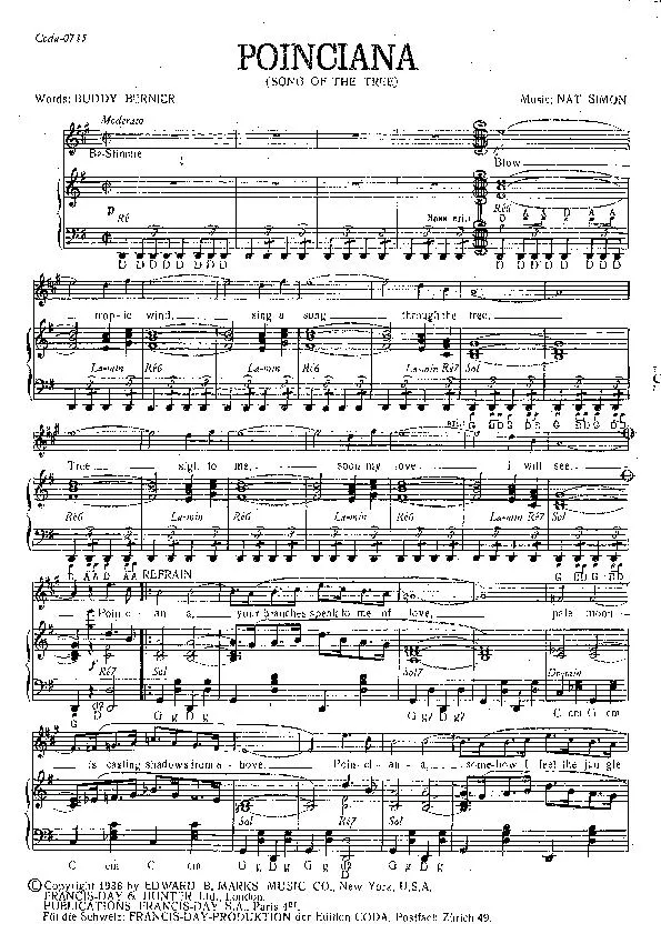 télécharger la partition d'accordéon Poinciana (Song of the tree) au format PDF
