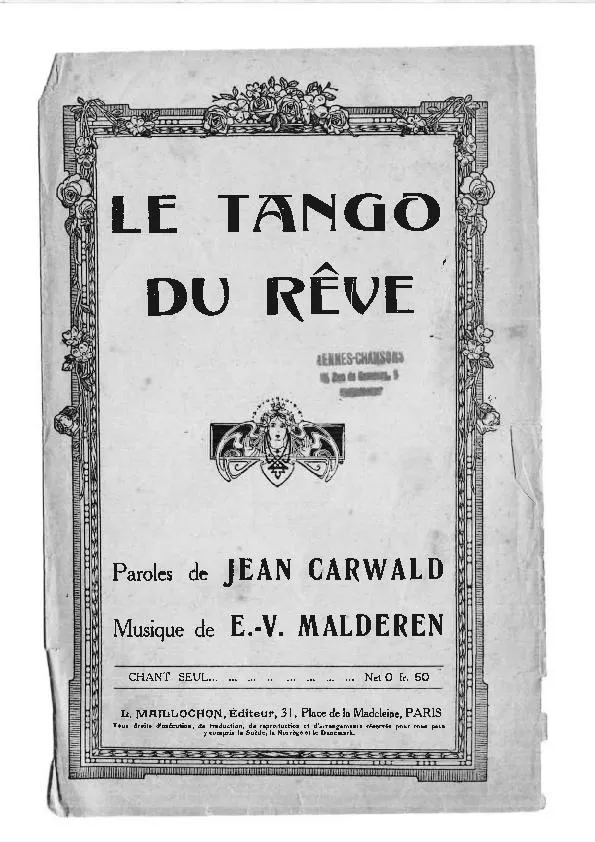 télécharger la partition d'accordéon Le tango du rêve au format PDF