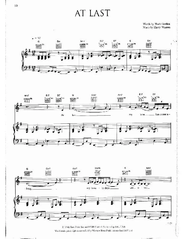 télécharger la partition d'accordéon At Last (Piano / Vocal) au format PDF